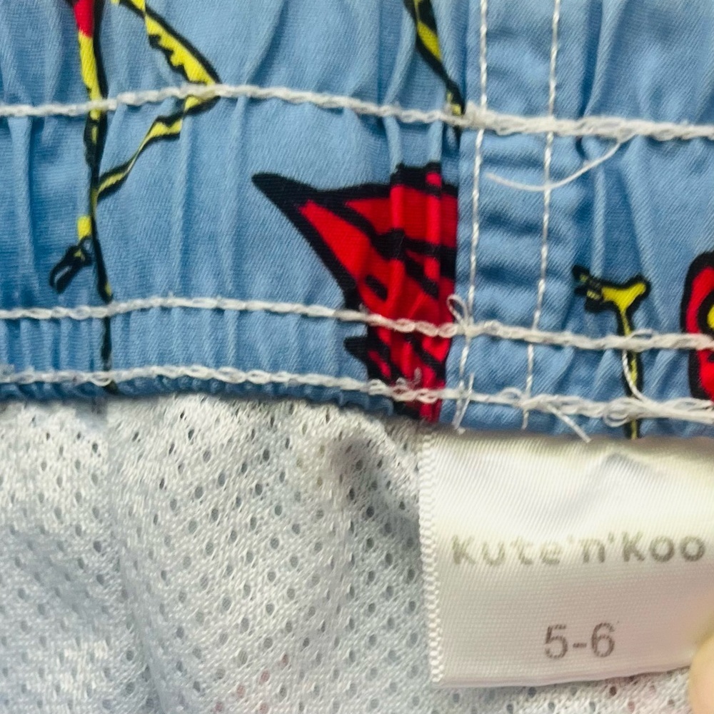 Kite”n”Koo athleisure casual swim trunks 5-6 Flamingo Print blue elastic waist - Picture 10 of 10